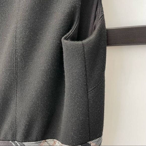 [6] Evan Picone Neutral Tone Plaid Sleeveless Belted Midi Dress Black Tan & Grey - Picture 9 of 16